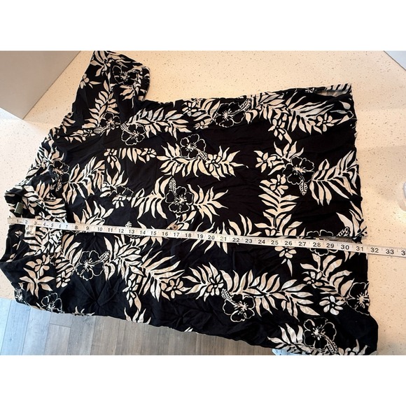 Vintage Silk Brand Hawaiian Button Up Camp Shirt Short Sleeve Black & White XXL - Picture 8 of 8